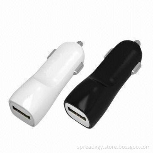 USB car charger, USB 2.0 universal interface, 12 to 24V DC input, 5V/500mA to 2.1A output
